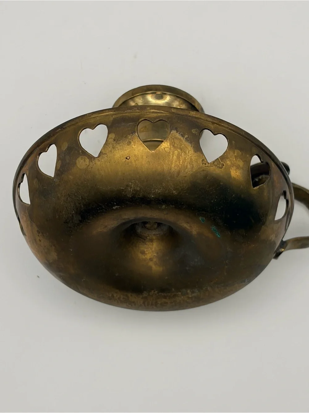 Brass Heart Pierced Chamberstick Candle Holders - Brass